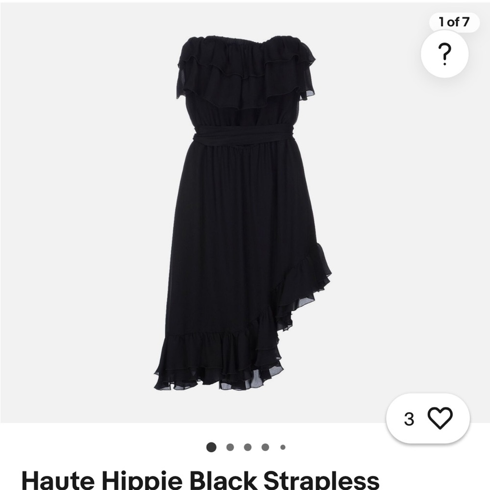 Haute Hippie Black Silk Ruffle Strapless dress